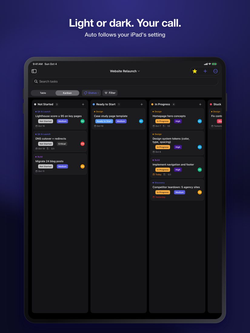 Light or dark. Your call. (iPad)