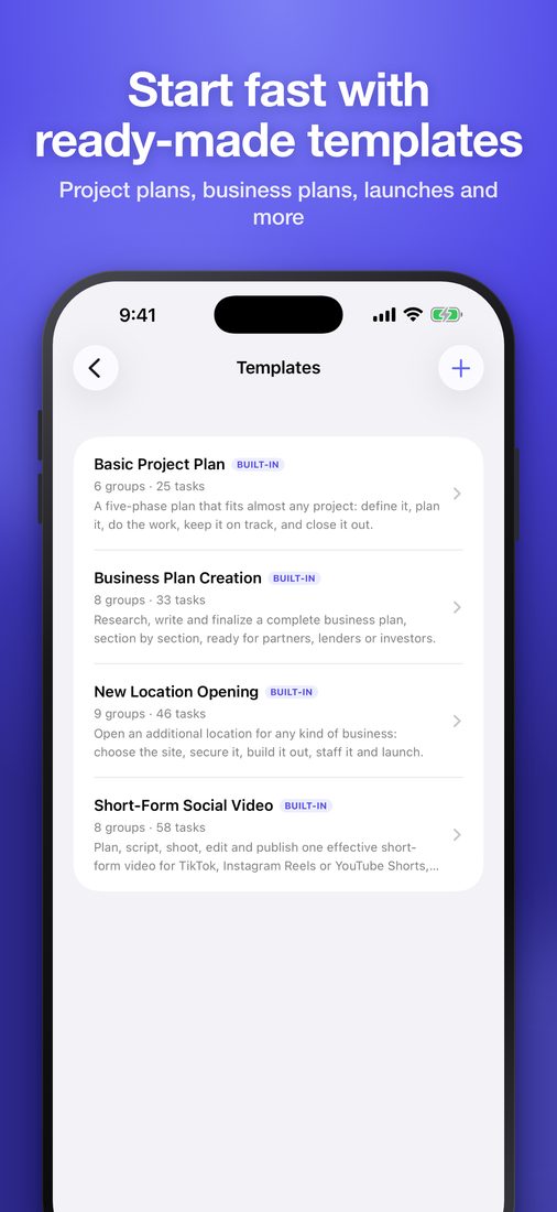 Start fast with ready-made templates (iPhone)