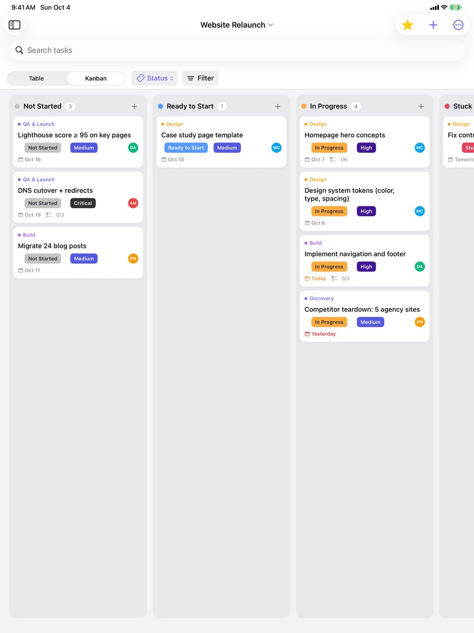 A custom work-management web app built by Yotta Design