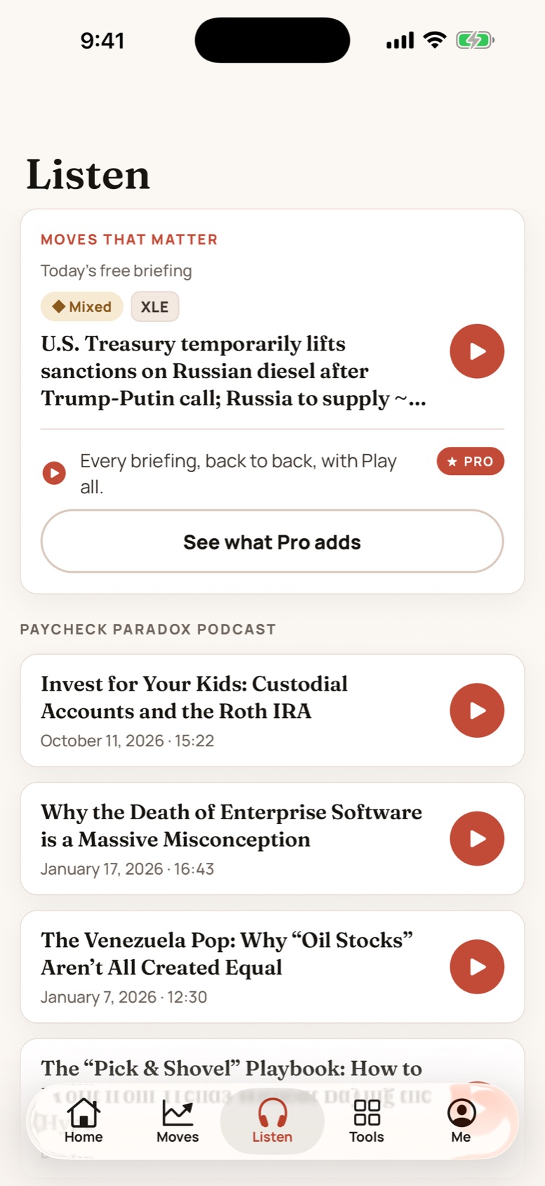Listen: audio briefings and the Paycheck Paradox podcast