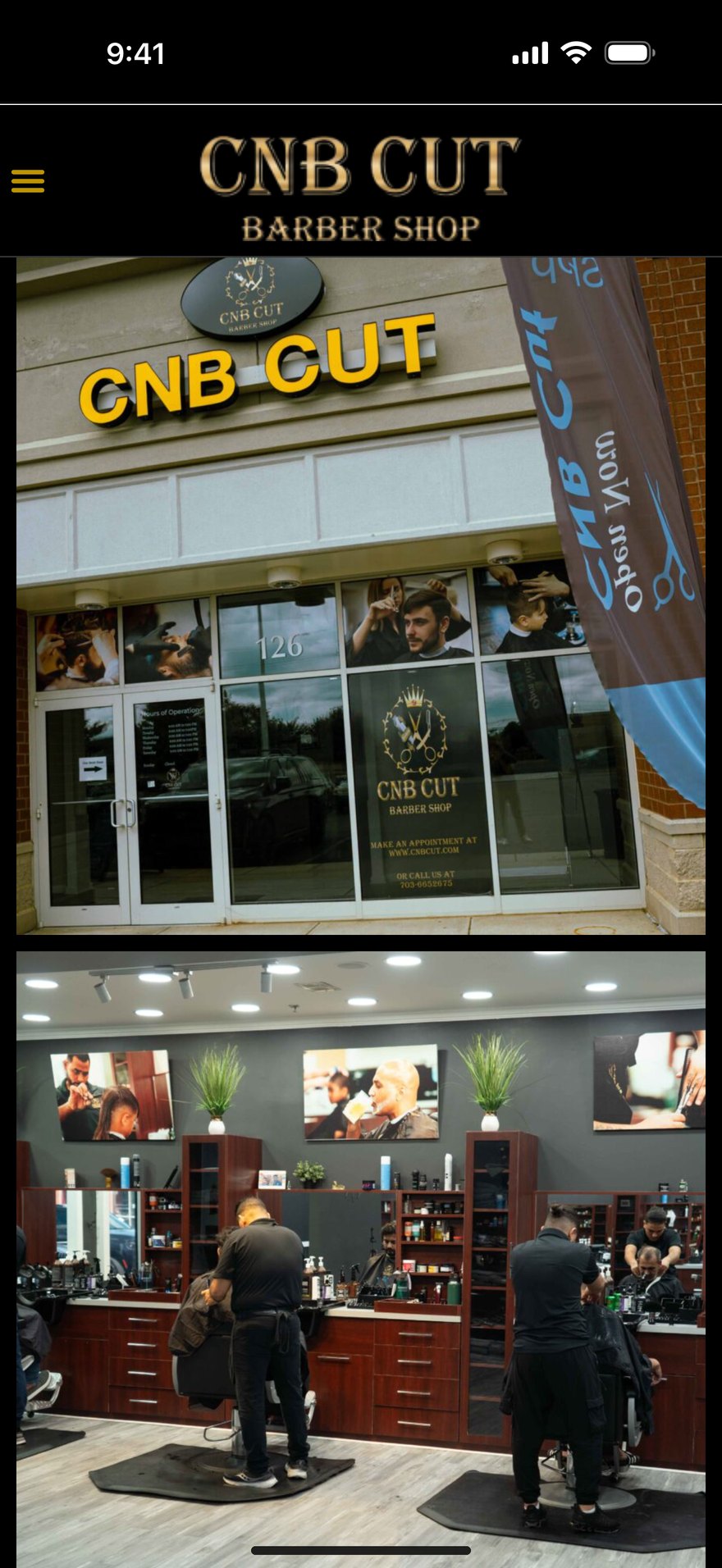 CNB Cut Barbershop: Gallery on an iPhone