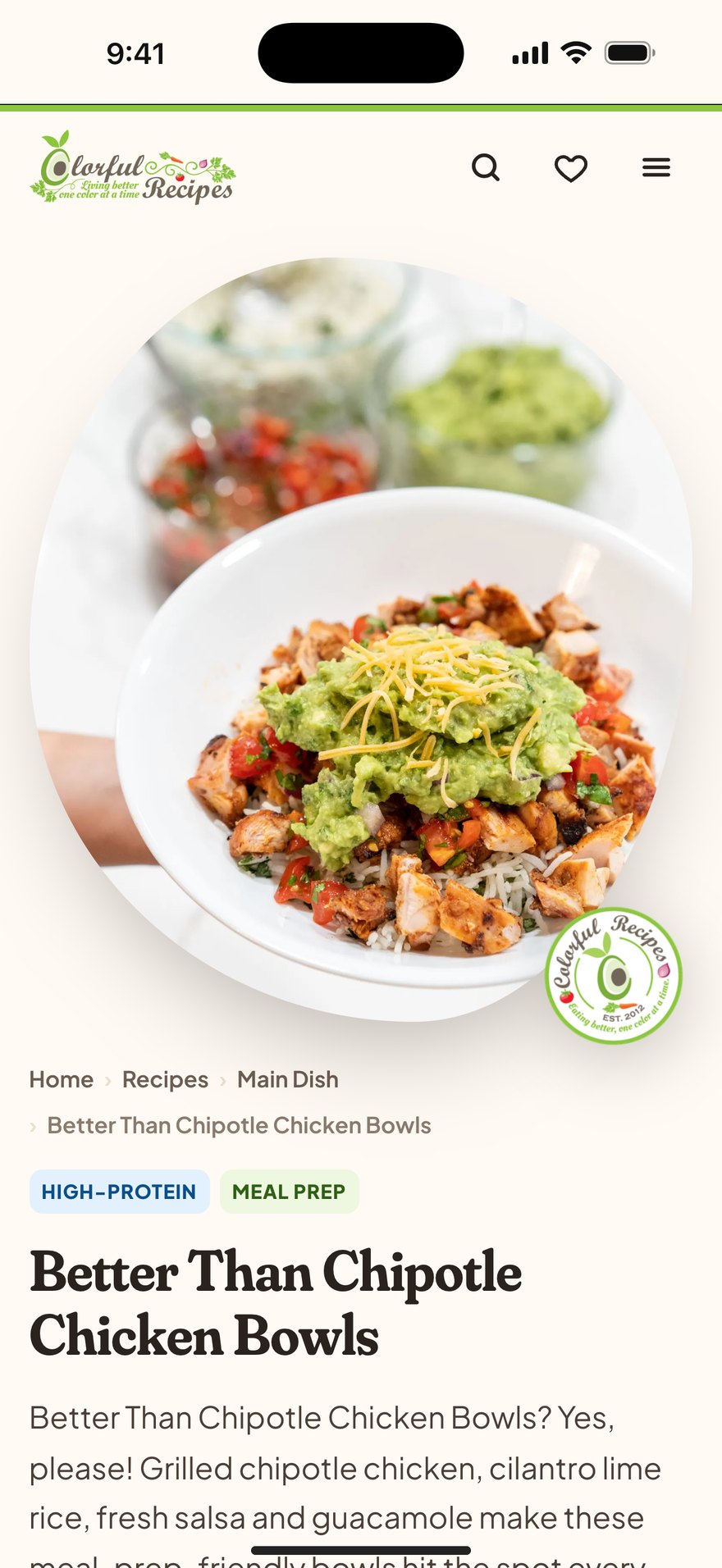 Colorful Recipes on an iPhone
