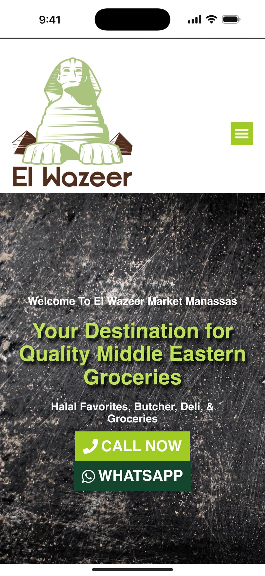 El Wazeer Market: Home on mobile on an iPhone