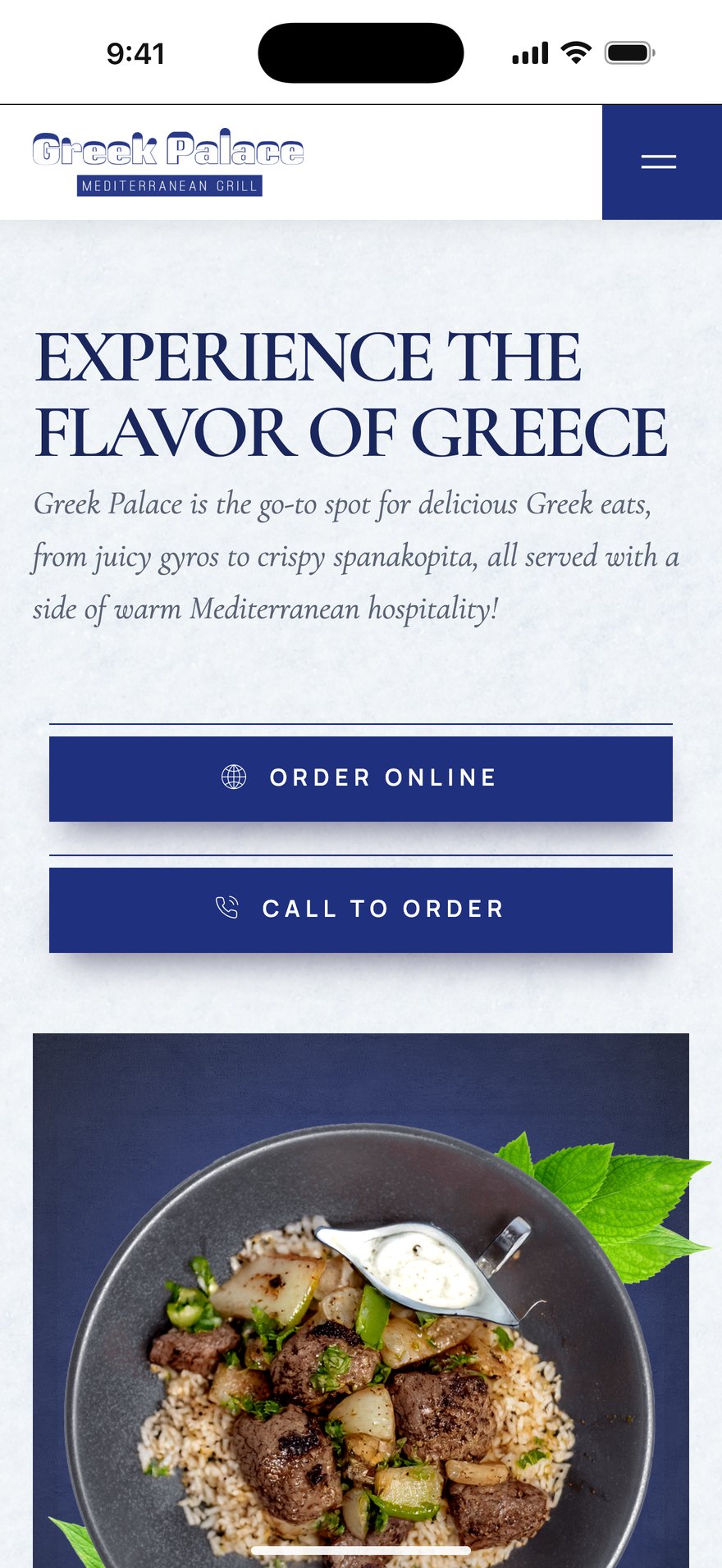 Greek Palace: Order and call on an iPhone
