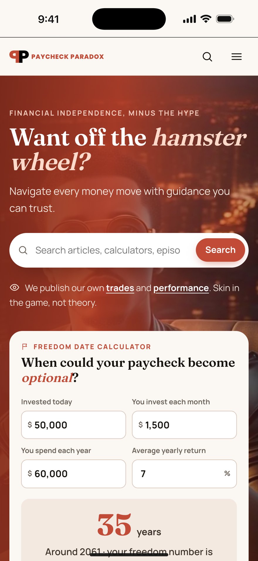 Paycheck Paradox on an iPhone