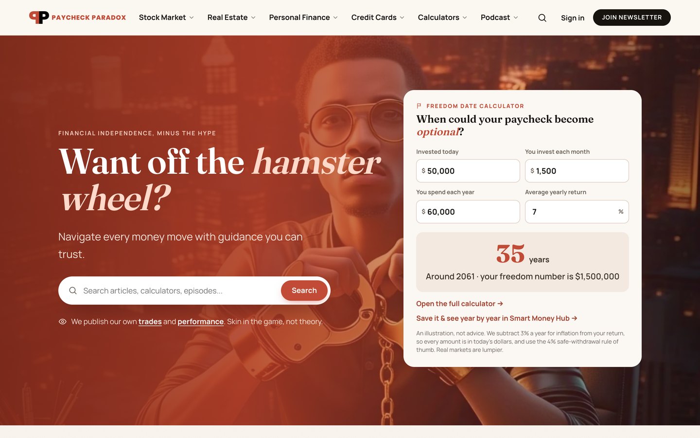 Paycheck Paradox website on a laptop