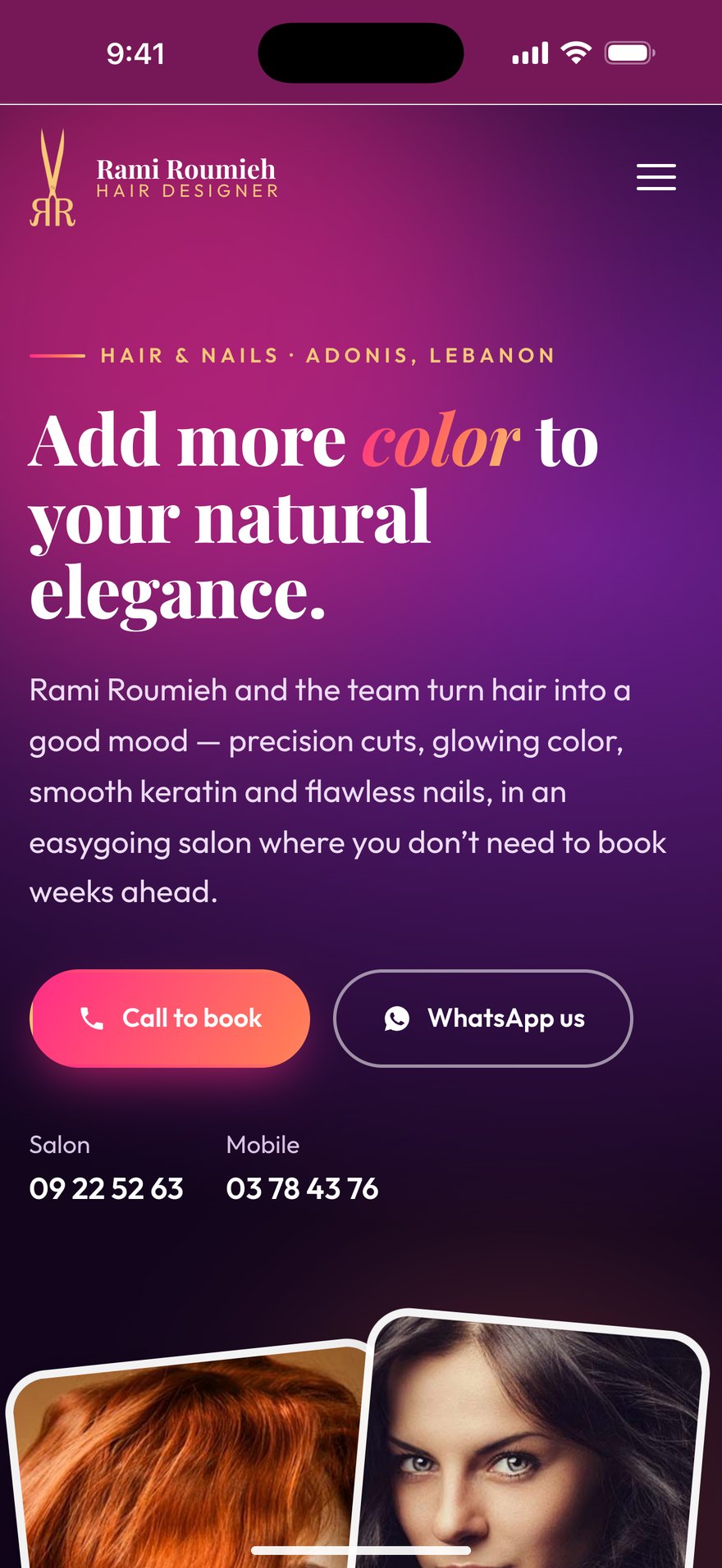 Salon Rami on an iPhone