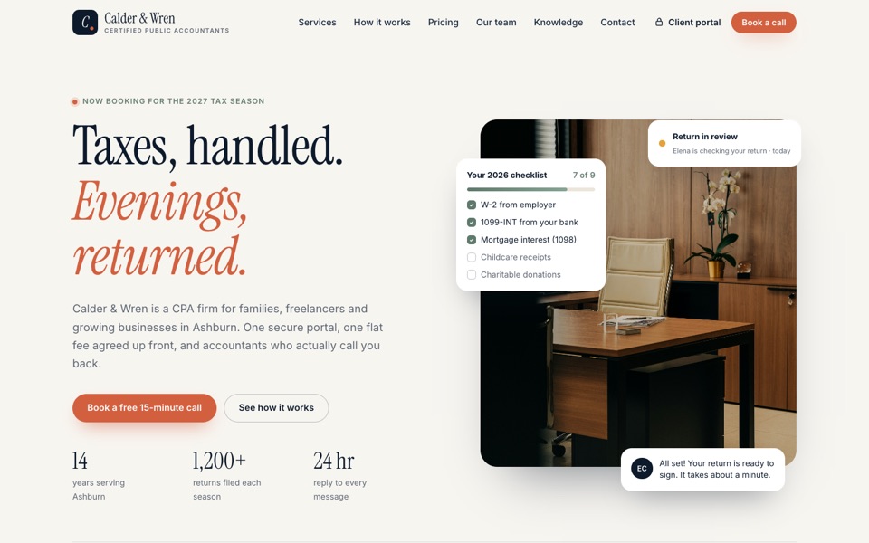 Calder & Wren CPAs sample website
