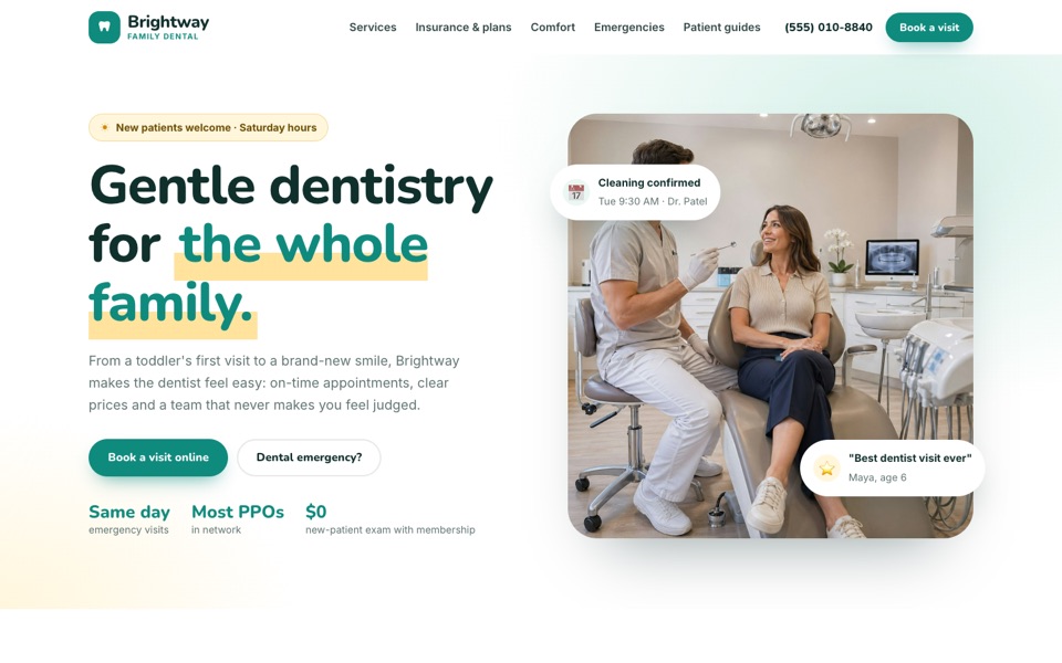 Brightway Family Dental sample website