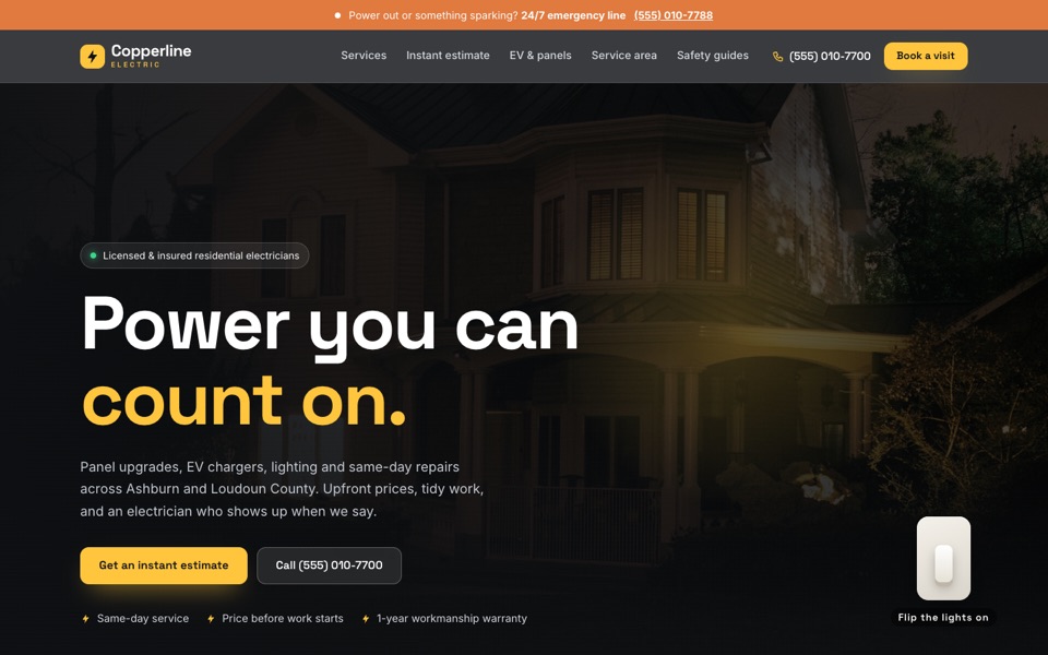 Copperline Electric sample website