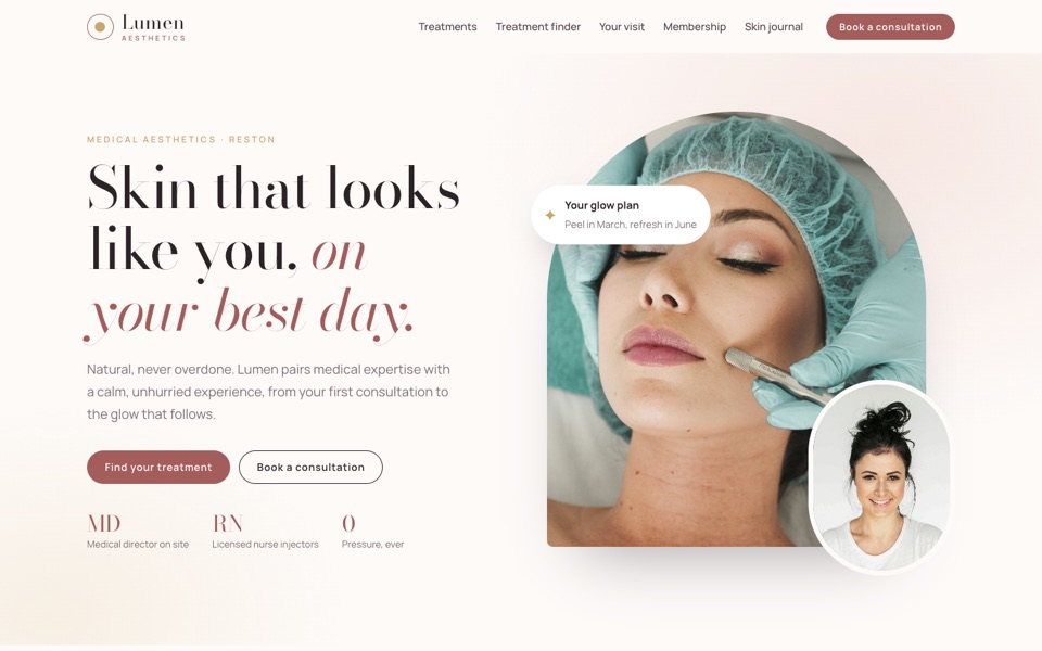 Lumen Aesthetics sample website