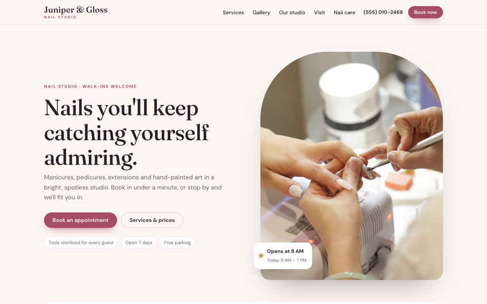 Juniper & Gloss sample website